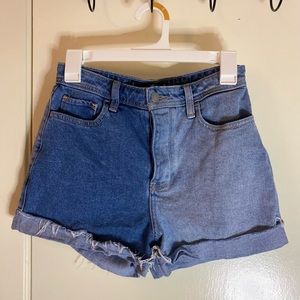 TWO TONE HIGH RISE SHORTS